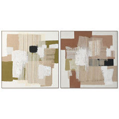 Quadro Home ESPRIT Verde Beige Astratto Città 121 x 5,2 x 121 cm (2 Unità)