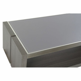 Tavolino da Caffè DKD Home Decor Cristallo Alluminio Rovere Vetro Temperato (120 x 60 x 37,5 cm)