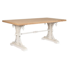 Tavolo da Pranzo Home ESPRIT Bianco Naturale Abete Legno MDF 180 x 90 x 76 cm