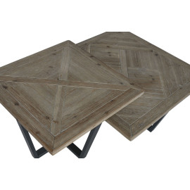 Tavolino da Caffè Home ESPRIT Nero Naturale Metallo Legno di abete 118 x 78 x 45 cm