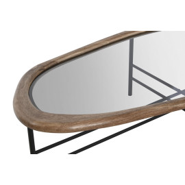 Tavolino da Caffè Home ESPRIT Marrone Nero Cristallo Legno di abete 120 x 69 x 33 cm