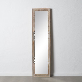 Specchio spogliatoio Bianco Naturale Cristallo Legno di mango Legno MDF Verticale 48,26 x 7 x 183 cm